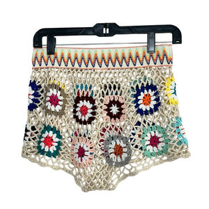 Crocheted festival boho multicolored shorts